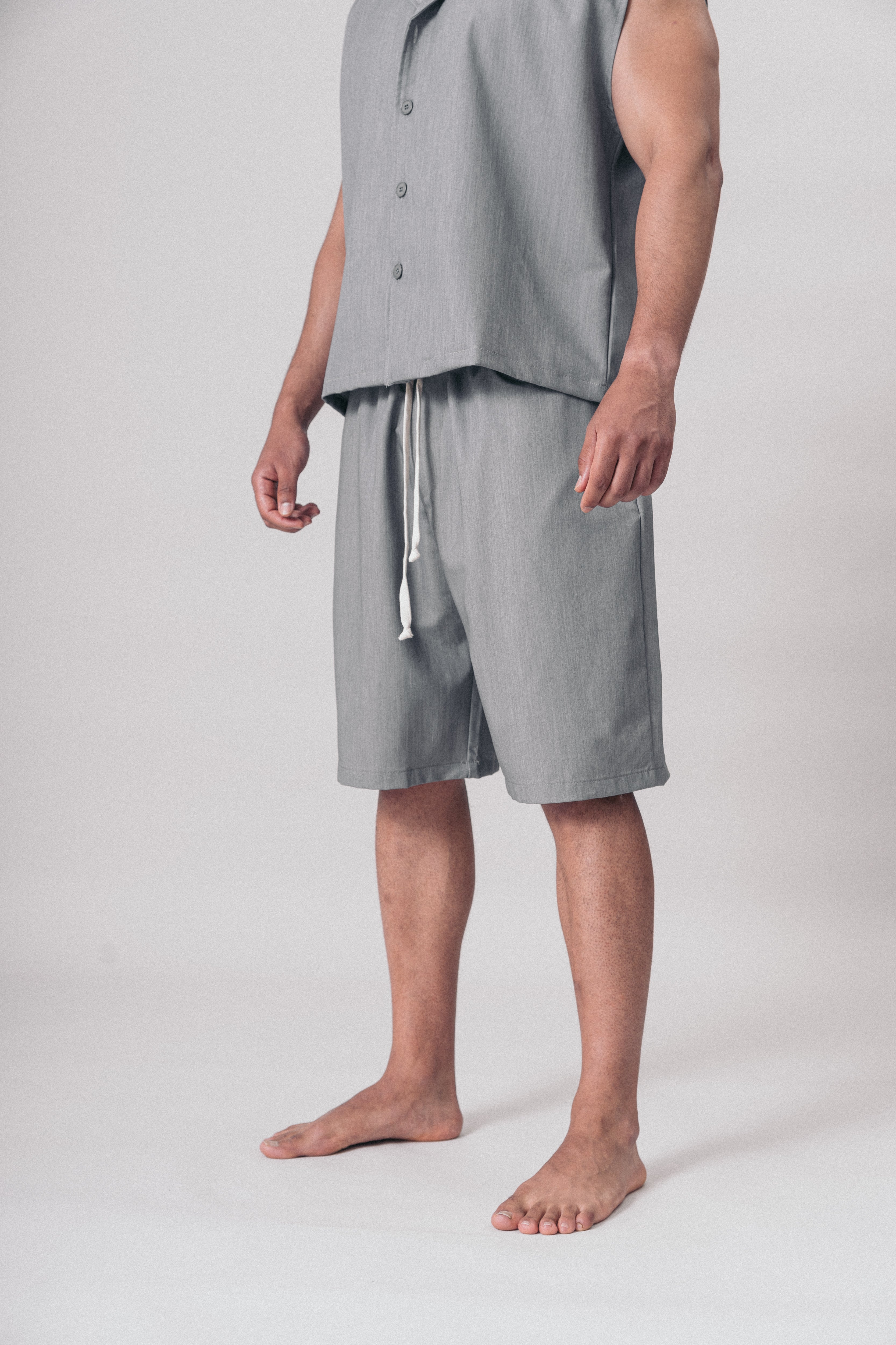 Completo Casual Estivo Shirt & Shorts Gray