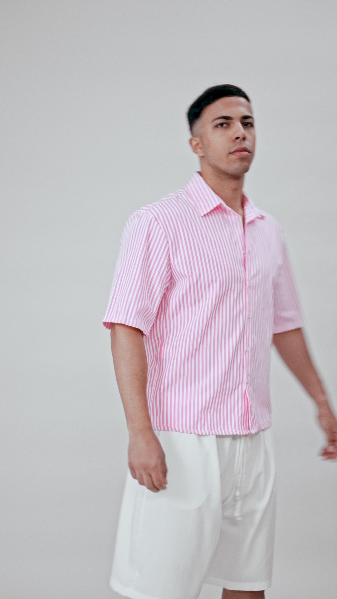 Camicia Uomo in Misto Lino Leggero Pink